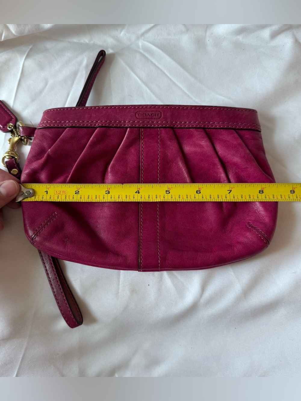 Coach Pink Magenta Wristlet Clutch Handbag Soho Legacy Pleated Leather Purse EUC - Picture 6 of 7